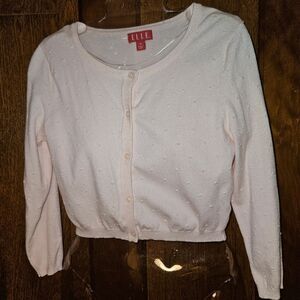 Elle Light Pink Knit Button Sweater Size Medium | Soft Cozy Lightweight Layer